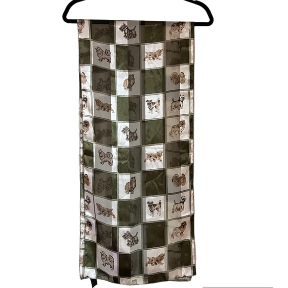 Checkered print satin feel dog puppy scarf - Picture 2 of 8